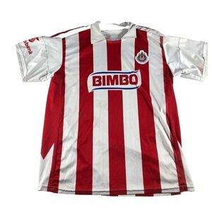 Soccer Jersey Guadalajara Size Medium Futbol Club Deportivo Red White THRASHED